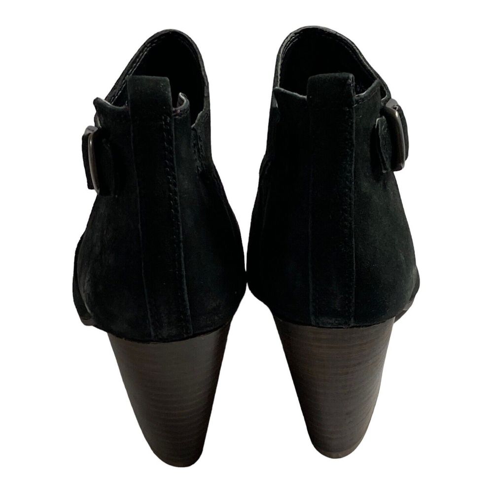 Lucky Brand Women’s 9.5M Oona Black Suede Stacked Heels Peep Toe Buckle NWOB - Picture 6 of 9